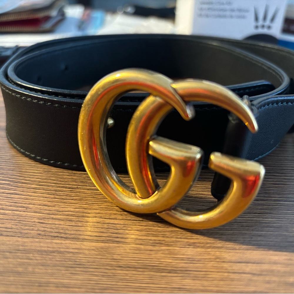 Gucci Black Leather Marmont Belt